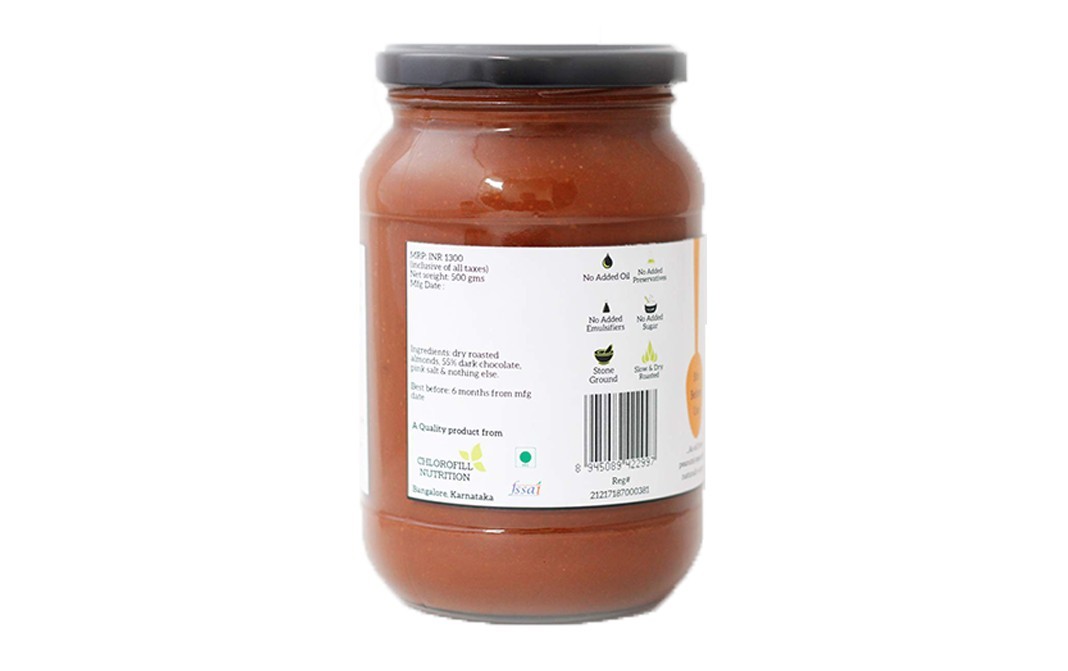 All Over Nuts 55% Dark Chocolate Almond Butter Creamy   Glass Jar  500 grams